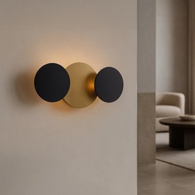 Candeeiro de Parede Moderno Preto com Dourado Incl. LED Regulável em 3 Níveis 3-Luzes - Sunrise 3
