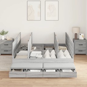 Estrutura de Cama Armazenamento Cinza Sonoma 140x190 cm