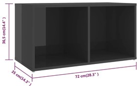 Móveis de TV 4 pcs 72x35x36,5 cm contraplacado cinza brilhante