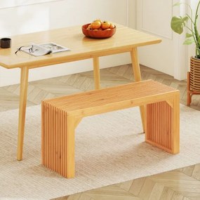 Banco de Bambu para Sala de Jantar ou banco Entrada 90 x 33 x 43 cm de Madeira Maciça para Interior Moderno Natural