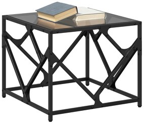 Mesa de centro com topo em vidro preto 50x50x41 cm aço