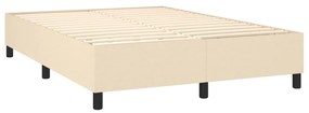 Cama box spring c/ colchão e LED 140x200 cm tecido cor creme