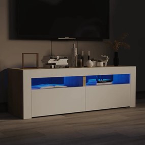 Móvel de TV com luzes LED 120x35x40 cm branco e carvalho sonoma