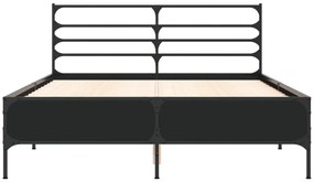 Estrutura de cama 140x200 cm derivados de madeira/metal preto