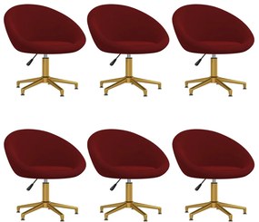 vidaXL Cadeiras de jantar 6 pcs veludo vermelho tinto