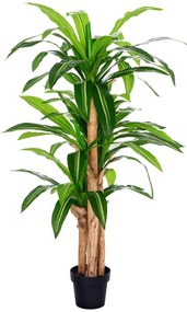 Outsunny Planta Artificial Decorativa Dracaena com Pote Árvore Sintética 66 Folhas para Jardim Varanda Escritório Sala Ø20x160 cm Verde