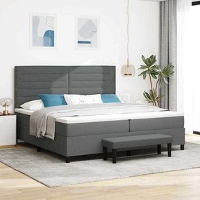 vidaXL Cama Box Spring com Colchão & Banco Cinza Escura 200x200 cm Tecido