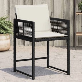 vidaXL Cadeiras de jardim com almofadões 4 pcs vime PE preto