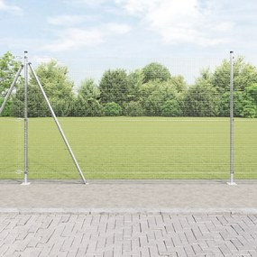 vidaXL Cerca de Fio Soldado com 13 Postes Flangeados 1,5x50 m Aço Galvanizado