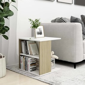 vidaXL Mesa de apoio derivados de madeira branco/carvalho sonoma