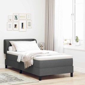 vidaXL Cama Box com colchão Cinzento escuro 90 x 200 cm tecido