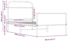 Estrutura cama s/ colchão derivados de madeira carvalho sonoma