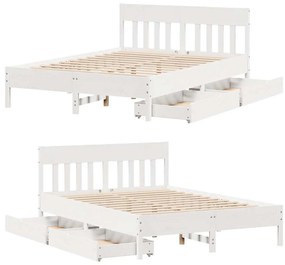 Cama sem colchão 140x190 cm madeira de pinho maciça branco