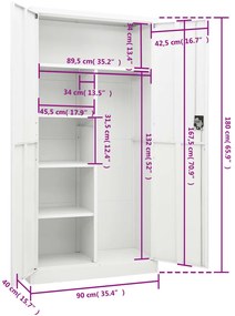 Cacifo 90x40x180 cm aço branco