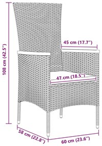 Conjunto de Jantar de Jardim 5 pcs Preto 80 x 80 x 73 cm