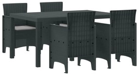 vidaXL Conjunto de Jantar para Jardim 5 pcs Antracite Rattan Polt
