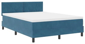 Cama Box com Colchão e LED Azul Escuro 140x190 cm Veludo