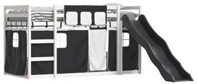Beliche com escorrega e cortinas 90x190 cm branco e preto