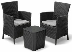 408935 Keter Conjunto de jantar para jardim 3 pcs Iowa grafite 223929