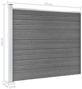 Conjunto painel de cerca 353x146 cm WPC cinzento