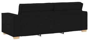 Conjunto de Sofá de 3 Peças com Almofadas em Tecido Preto