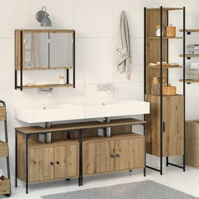 vidaXL Conjunto de Móveis para Banheiro com 4 Peças em Carvalho Artesanal e Madeira Processada.