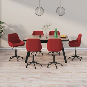 vidaXL Cadeiras de jantar giratórias 6 pcs veludo vermelho tinto