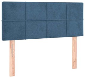 Cama box spring colchão LED 120x190cm couro artif. azul-escuro