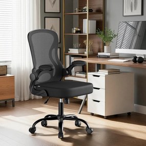 Cadeira de escritório ergonómica de malha, cadeira de secretária 60 x 60 x (95,5-105,5) cm com função de balanço preta