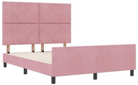 Cama vidaXL Rosa 140x200 cm Veludo