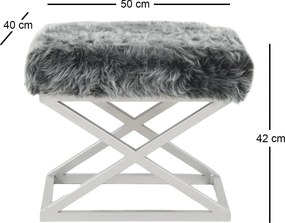 Pouffe Capraz – Prateado Cinzento – 50x42x40 cm
