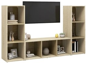 Móveis de TV 3 pcs 107x35x37 cm contraplacado carvalho sonoma