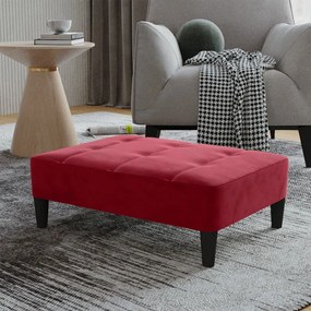 vidaXL Apoio de pés 78x56x32 cm veludo vermelho tinto