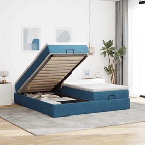 vidaXL Estrutura cama otomana colchões 180x200 cm veludo azul escuro