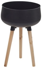 Vaso para plantas com pernas de madeira em metal preto 35 x 35 x 55 cm AGROS Beliani