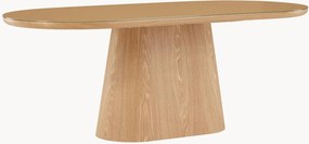 Mesa de jantar oval com efeito de madeira com tampo de vidro Castor, 200 x 90 cm