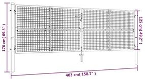 Portão de jardim em rede 400x125 cm aço verde