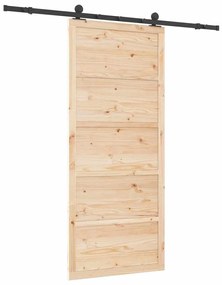 Porta Deslizante Castanho 80 x 208 cm Madeira de pinho maciça