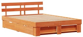 Estrutura da Cama com gaveta Castanho-mel 160 x 200 cm Madeira