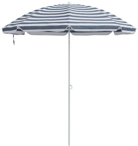 Parasol de Praia vidaXL com Poste de Alumínio Azul e Branco 300 cm