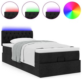 Cama otomana com colchão 90x200 cm tecido preto
