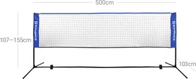 Rede de badminton com estrutura metálica 500 x 155 x 103 cm (L x A x P) Azul