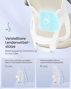 Cadeira de escritório ergonómica com apoio ajustável bege areia