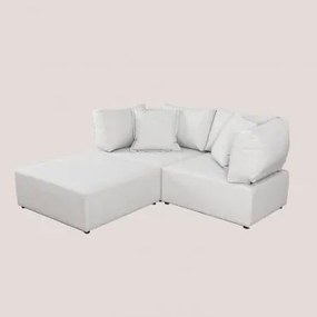 Sofá Modular De 2 Peças Com 2 Poltronas De Esquina E Puff Kata Creme Bege - Sklum