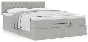 Estrutura de cama otomana com colchão 140x190 cm cinzento claro