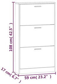 Sapateira 59x17x108 cm derivados de madeira branco brilhante