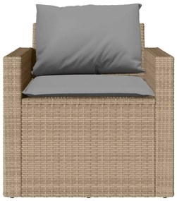 4 pcs conjunto de sofás para jardim c/ almofadões vime PE bege