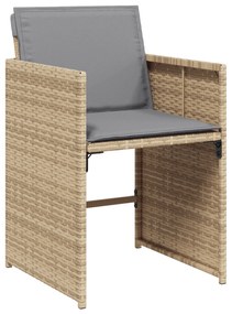 Conjunto de Jantar de Jardim vidaXL de 9 Peças com Almofadas Bege de R