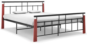 324894 vidaXL Estrutura de cama 160x200 cm metal e madeira de carvalho maciça