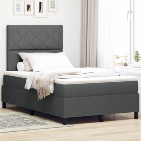 Cama Box Spring com Colchão &amp; LED Cinza Escuro 120x190 cm Tecido